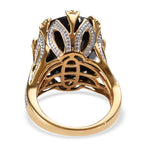 Natural Boi Ploi Black Spinel (Ovl 20x15 mm), Chrome Diopside Ring in 14K Gold Overlay Sterling Silver 18.25 Ct, Silver wt 5.70 Gms