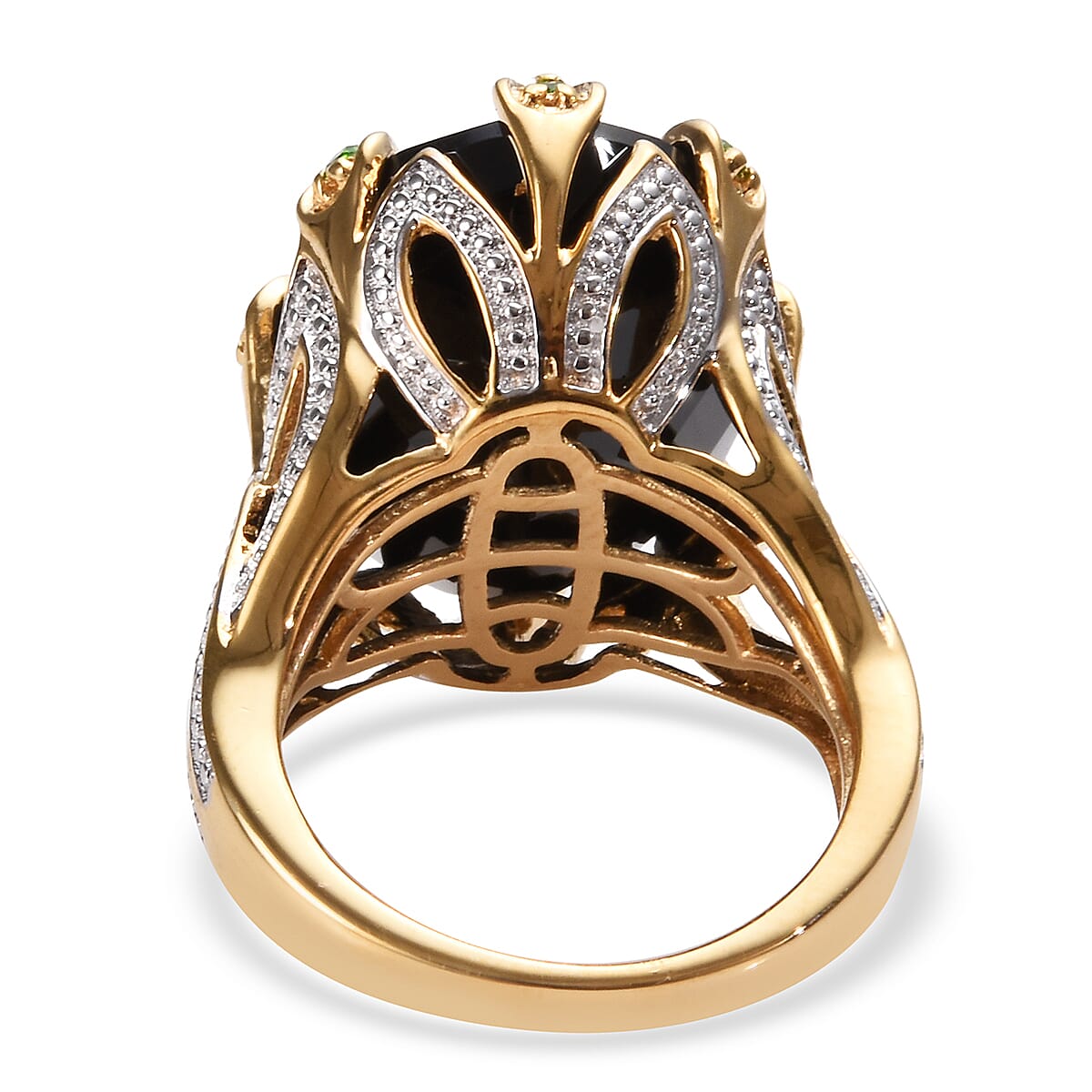Boi Ploi Black Spinel and  Diopside Ring in Gold Plated Silver,21.15 Ct 3513356 5