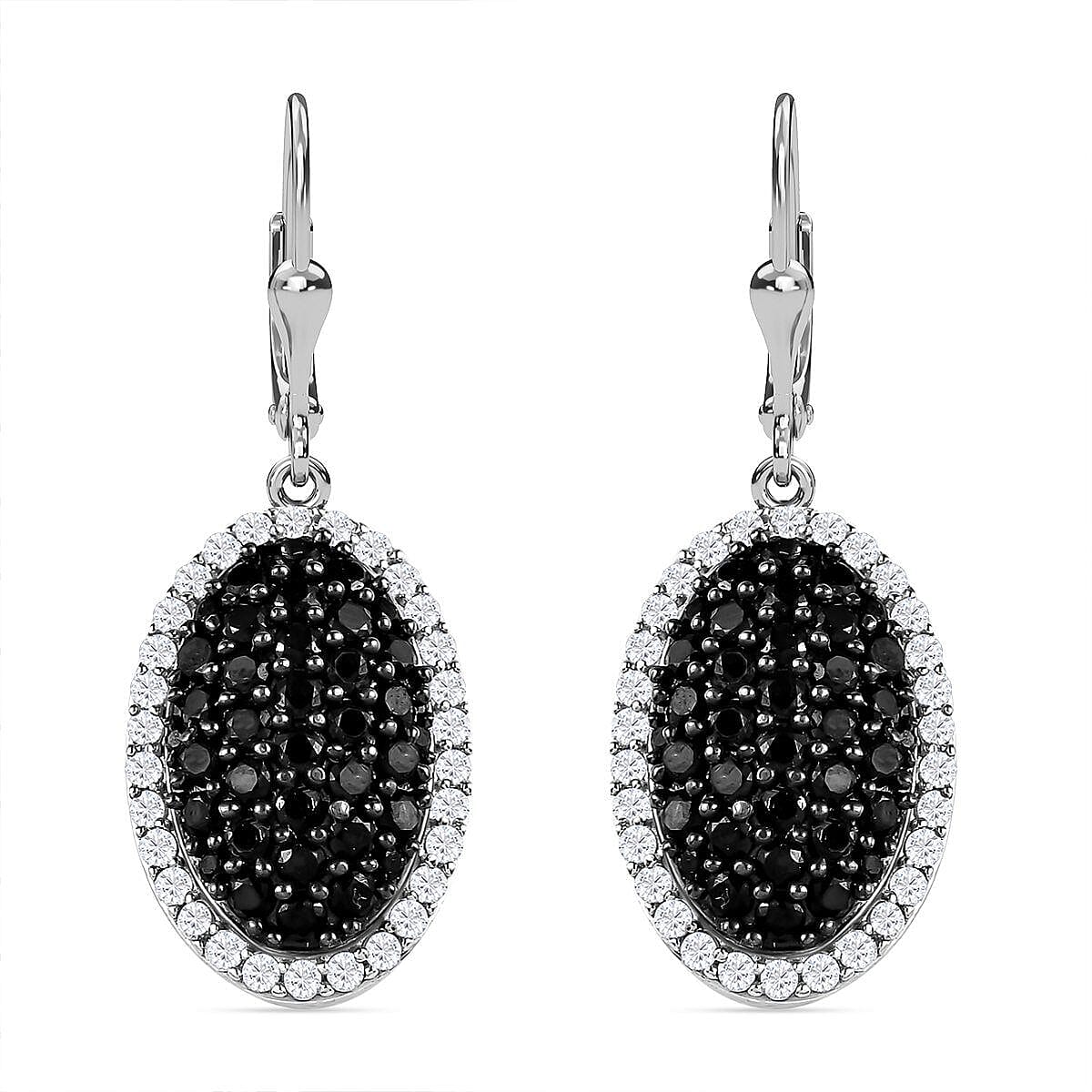 Boi Ploi Black Spinel and Natural Cambodian Zircon Leverback Earrings in Platinum Overlay Sterling Silver 4.56 Ct 7268150 0