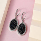 Natural Boi Ploi Black Spinel & Natural Zircon Earrings in Platinum Overlay Sterling Silver 4.56 Ct, Silver Wt. 6.79 Gms