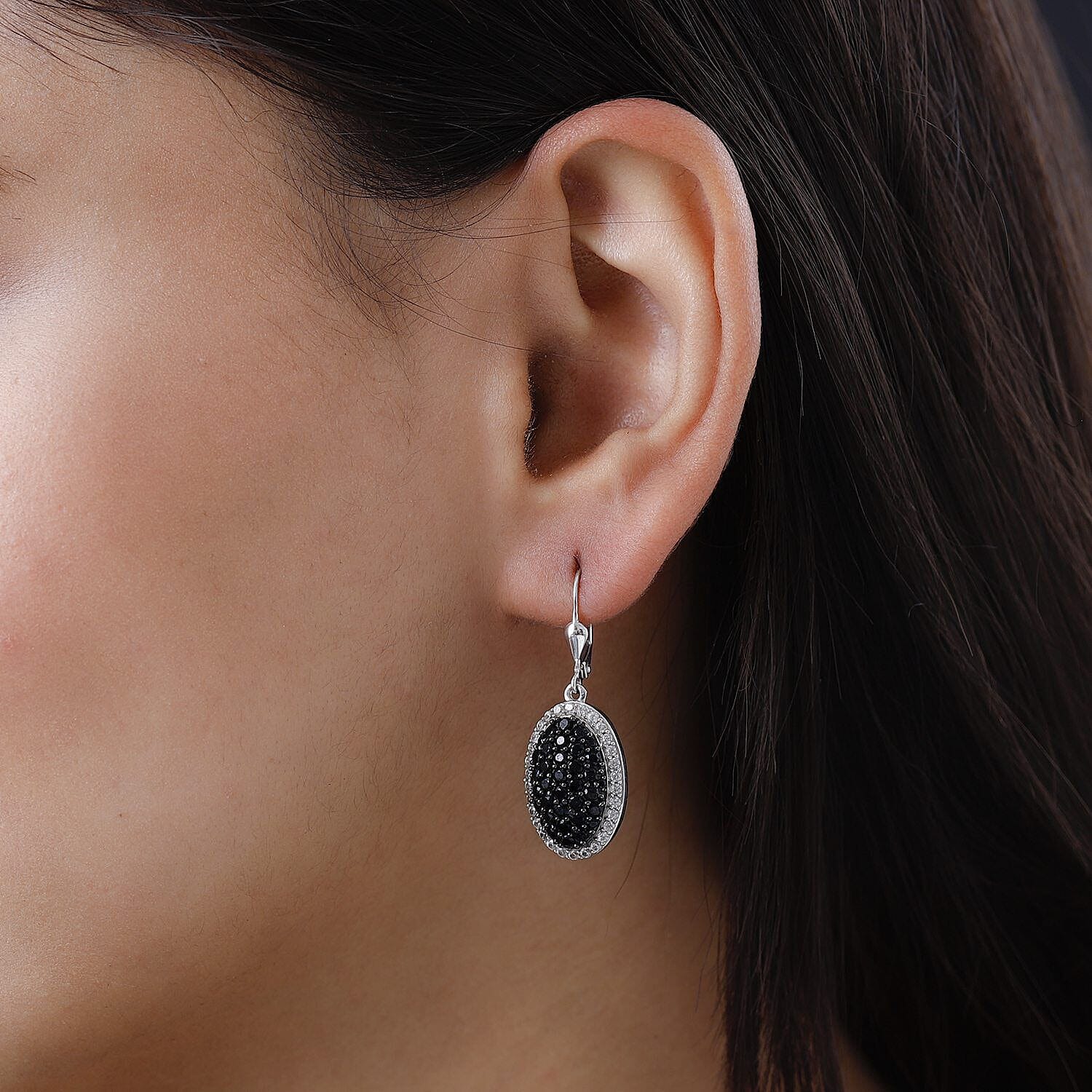 Boi Ploi Black Spinel and Natural Cambodian Zircon Leverback Earrings in Platinum Overlay Sterling Silver 4.56 Ct 7268150 3