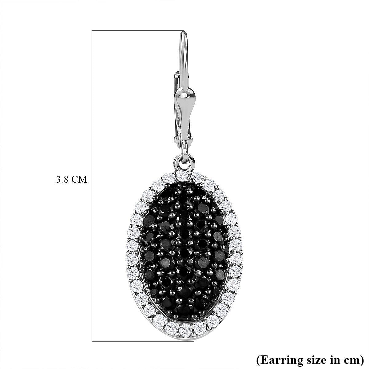 Boi Ploi Black Spinel and Natural Cambodian Zircon Leverback Earrings in Platinum Overlay Sterling Silver 4.56 Ct 7268150 5