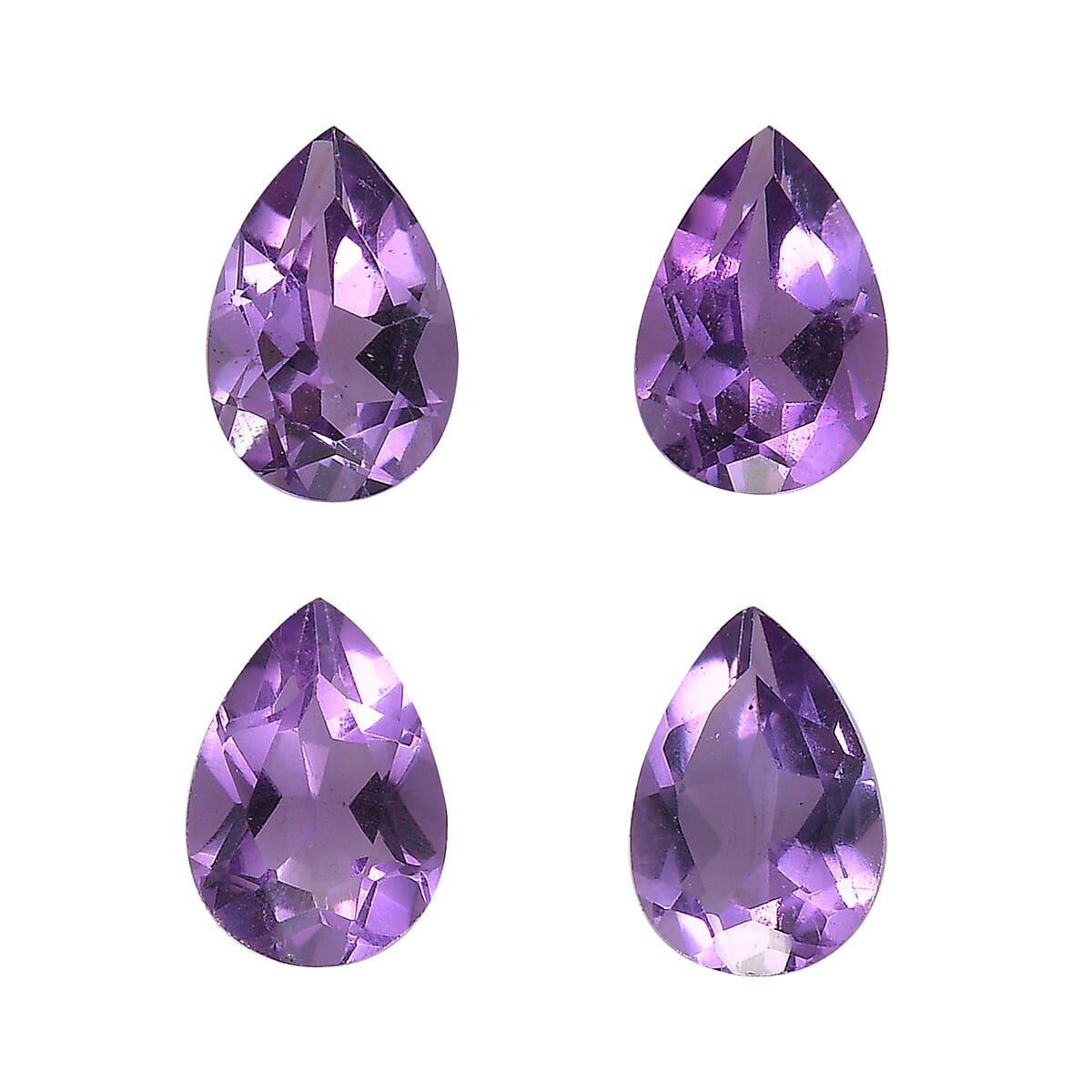 Set of 4 Bolivian Amethyst Loose Gemstones in Pear Shape (6x4mm) 7763358 0