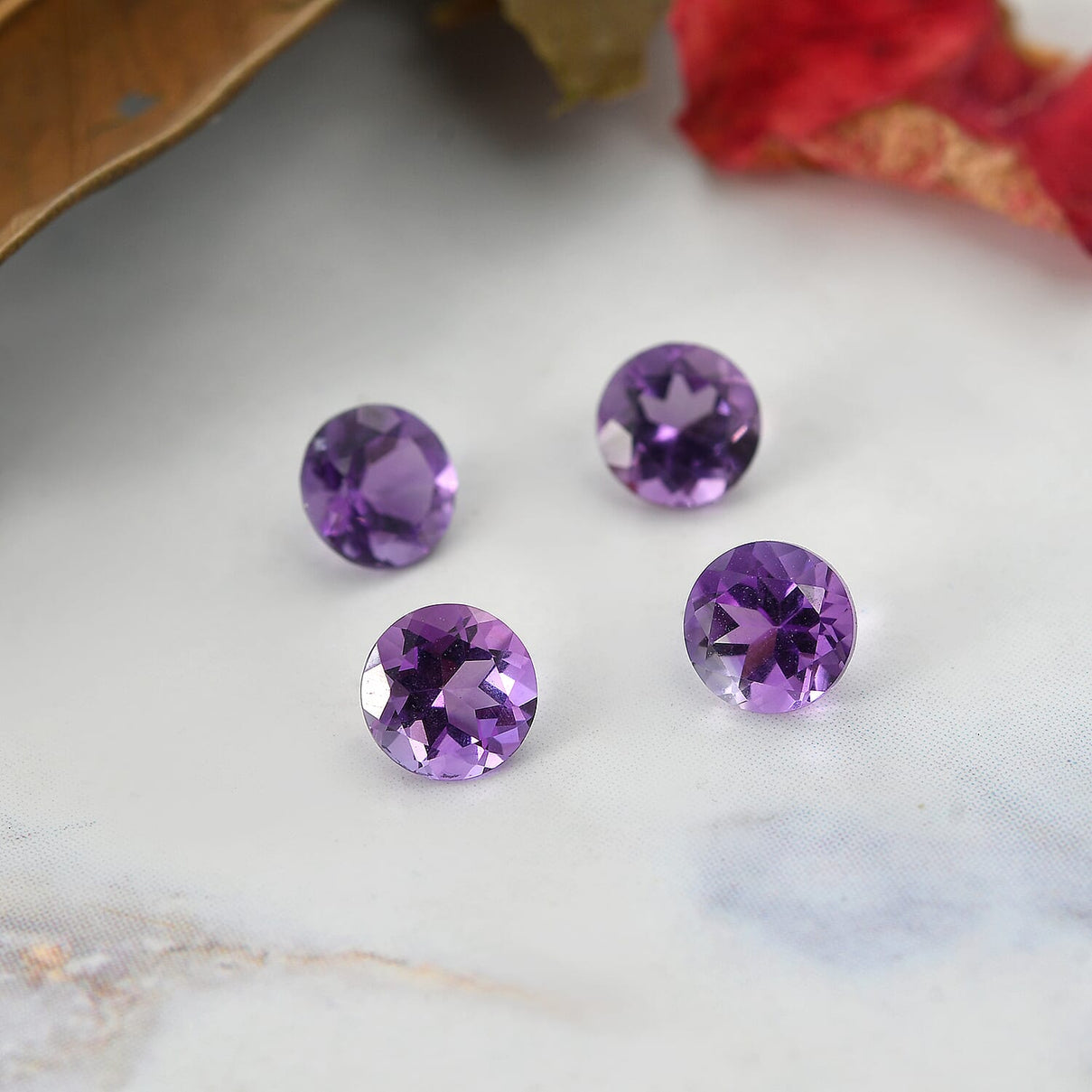 Set of 4 Bolivian Amethyst Loose Gemstones in Round Shape (5.0mm) 7763359 1