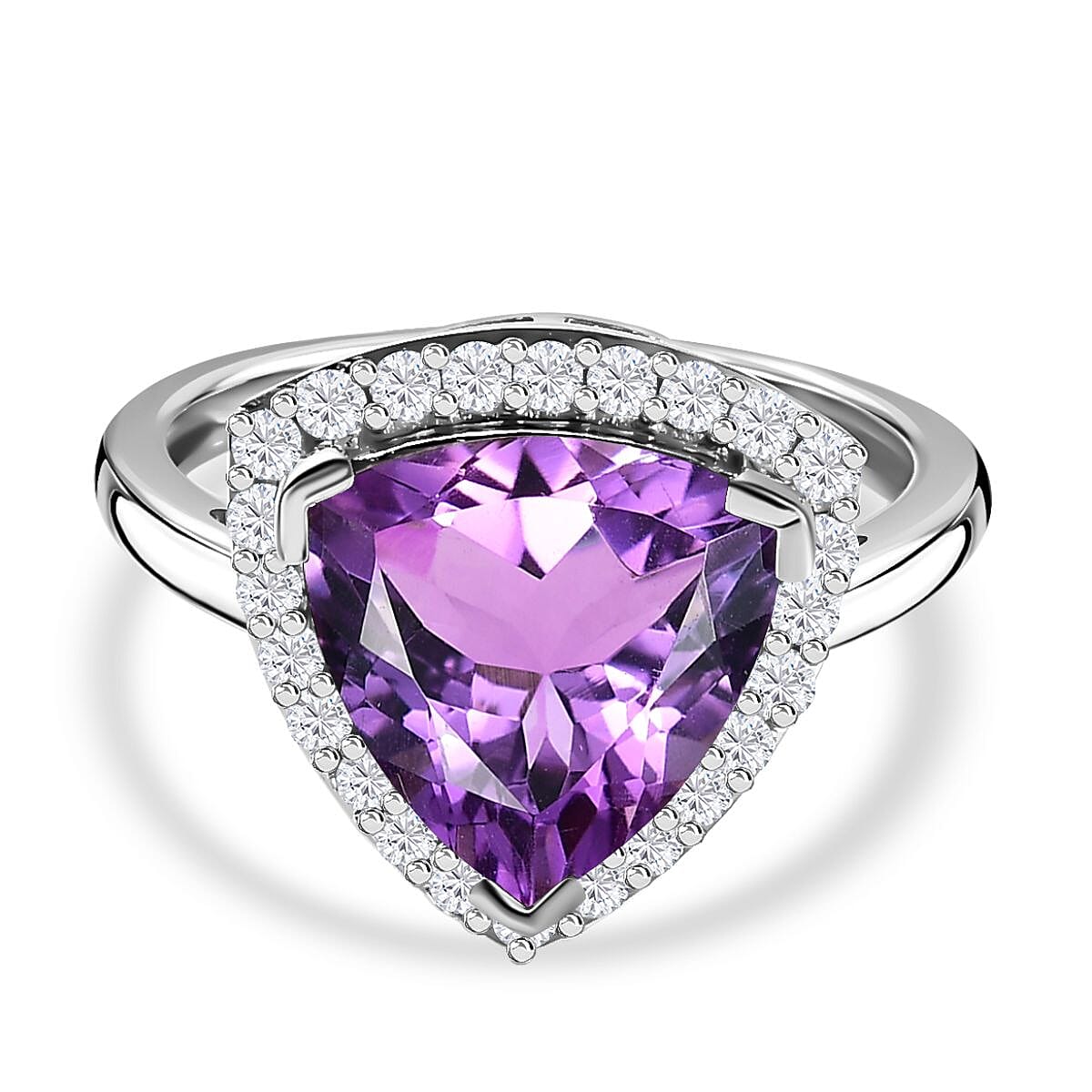 Rare Find Bolivian Amethyst &amp; Natural Zircon Ring in Platinum Overlay Sterling Silver 3.50 Ct. 7745524 0