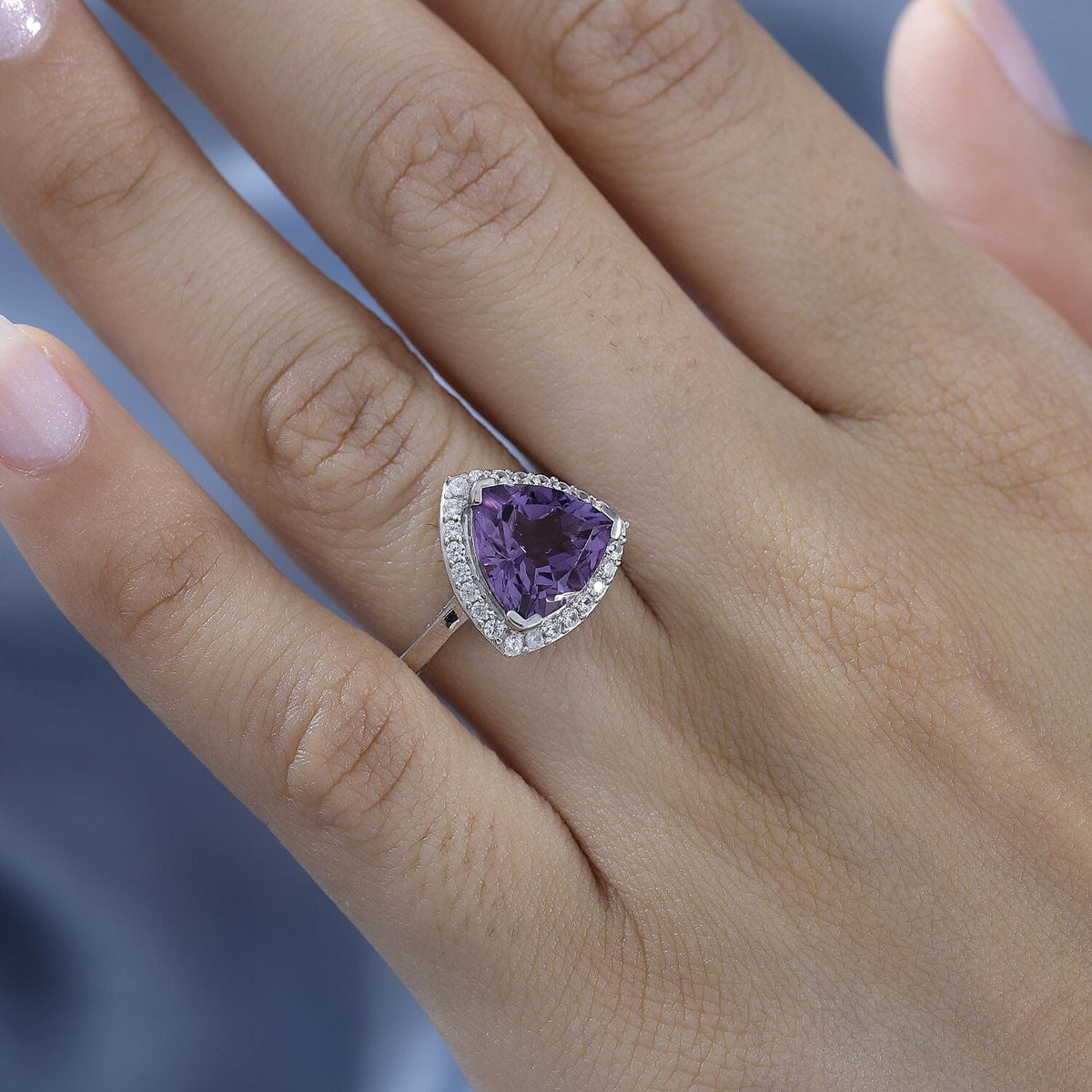 Rare Find Bolivian Amethyst &amp; Natural Zircon Ring in Platinum Overlay Sterling Silver 3.50 Ct. 7745524 2