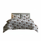 Bolongaro & Trevor Co Ltd - 100% Cotton Scallop Floral Print Duvet Cover 3 Piece Set (Double) - Red Floral