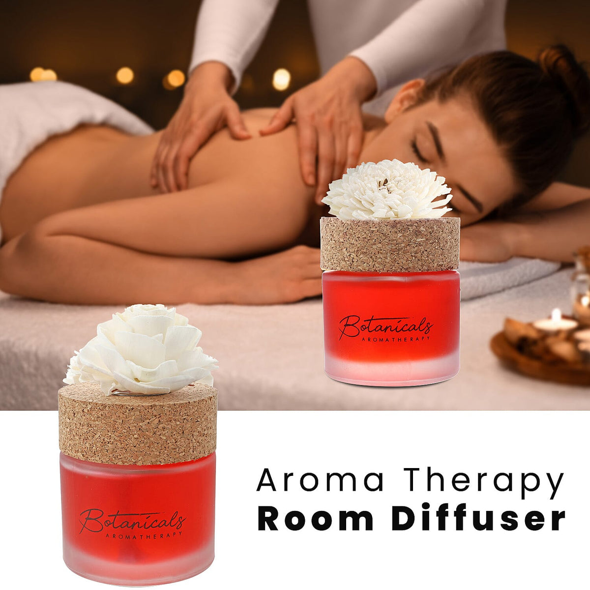 Botanical Aroma Therapy Room Diffuser with Sola Flower in Roasted Jar (120 ml) - Red 7278582 3