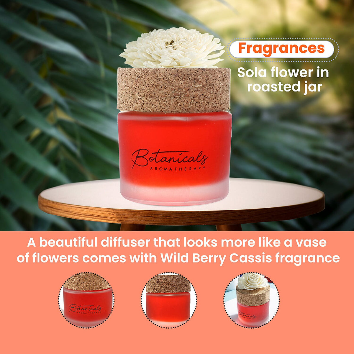 Botanical Aroma Therapy Room Diffuser with Sola Flower in Roasted Jar (120 ml) - Red 7278582 5