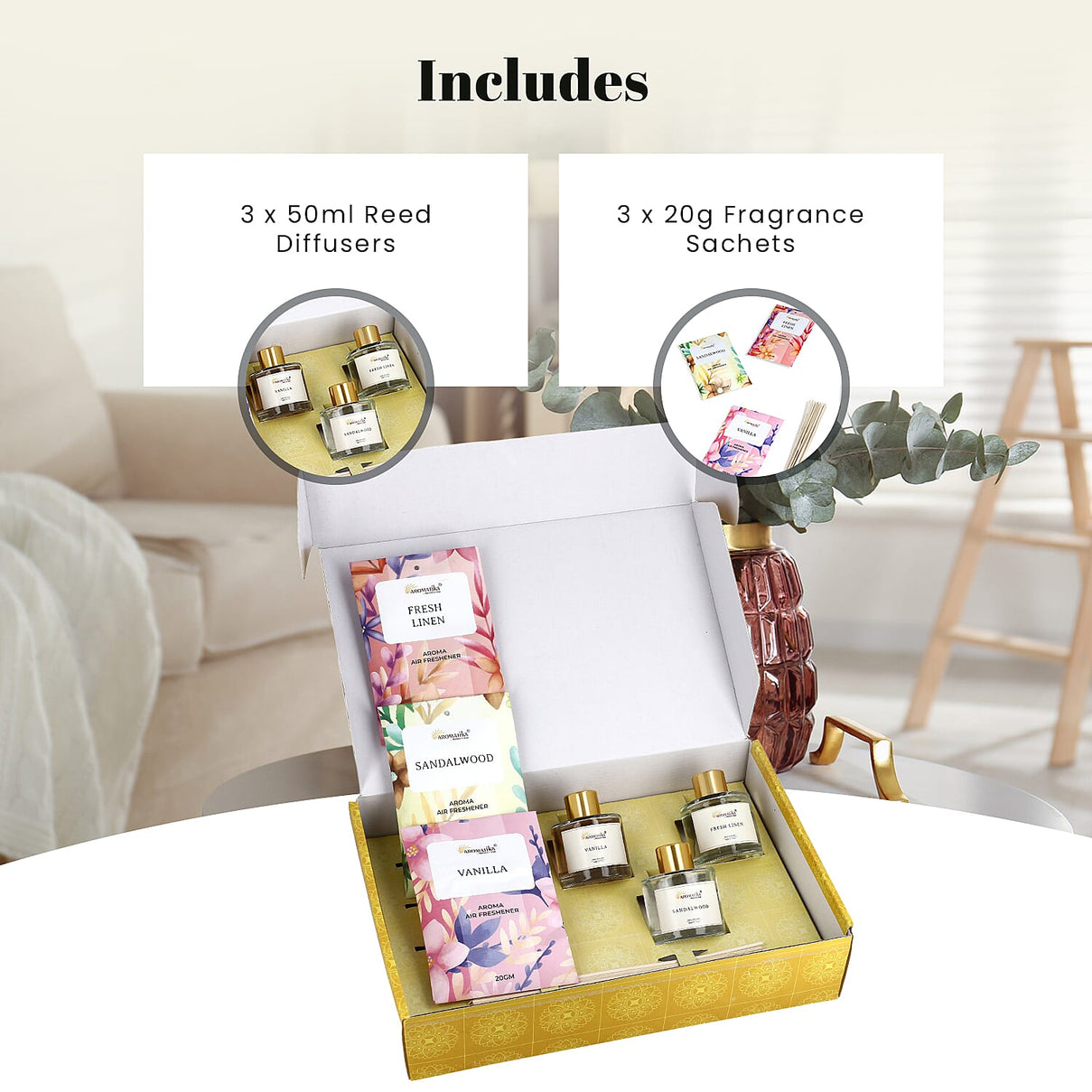 Botanical Bliss Aroma Therapy Gift Set - Fresh Linen, Vanilla and Sandalwood 8056542 5