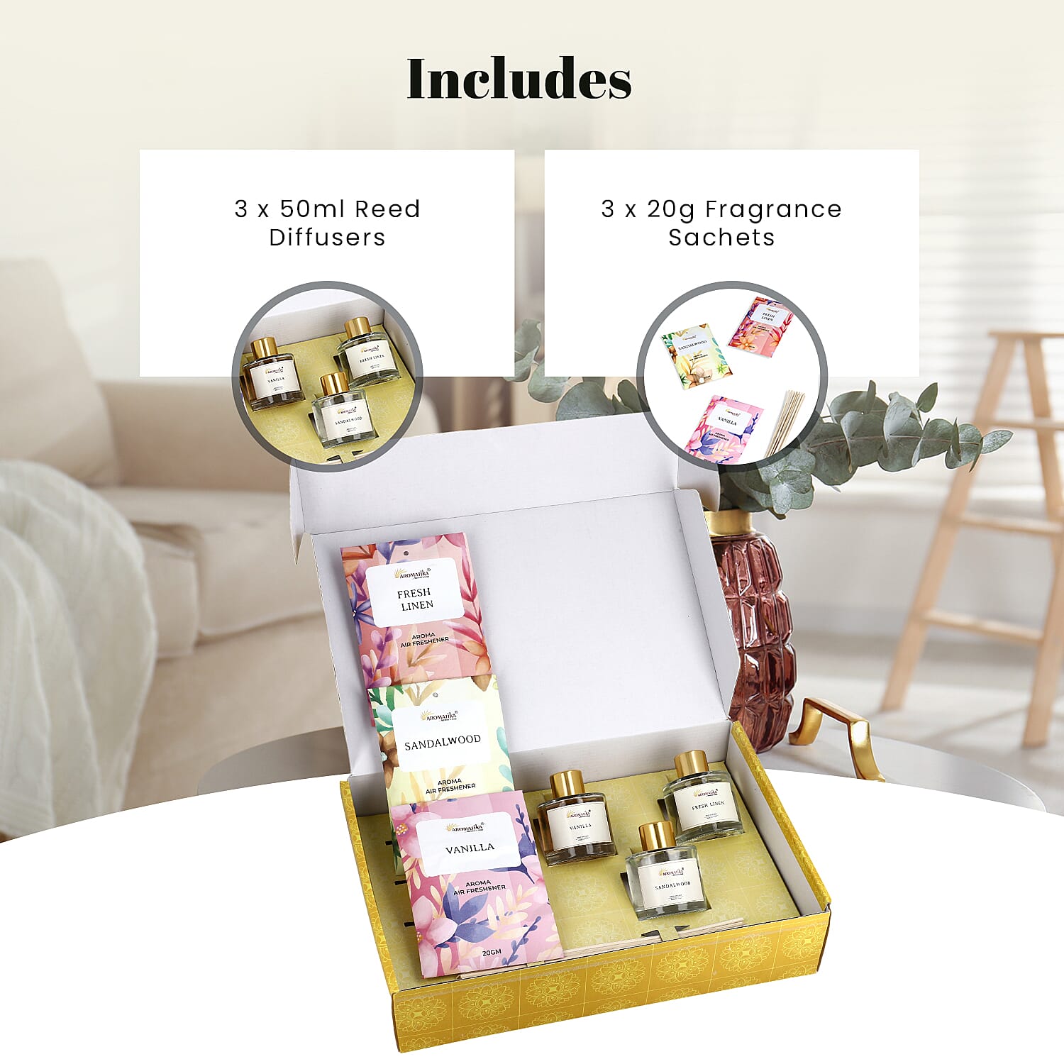 Botanical Bliss Aroma Therapy Gift Set - Fresh Linen, Vanilla and Sandalwood 8056542 5