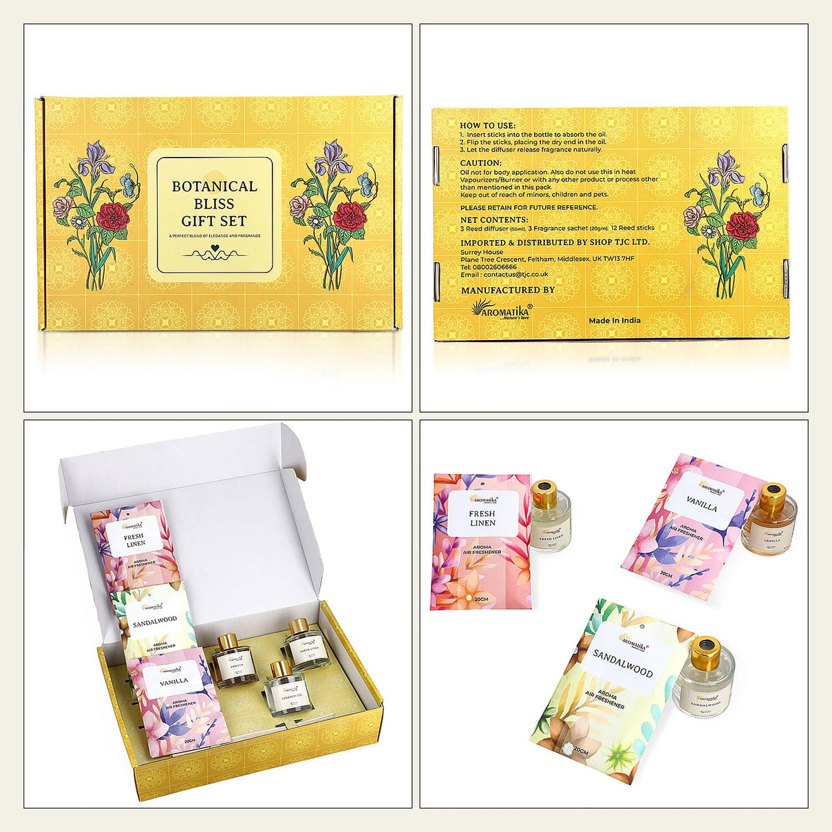 Botanical Bliss Aroma Therapy Gift Set - Fresh Linen, Vanilla and Sandalwood 8056542 6
