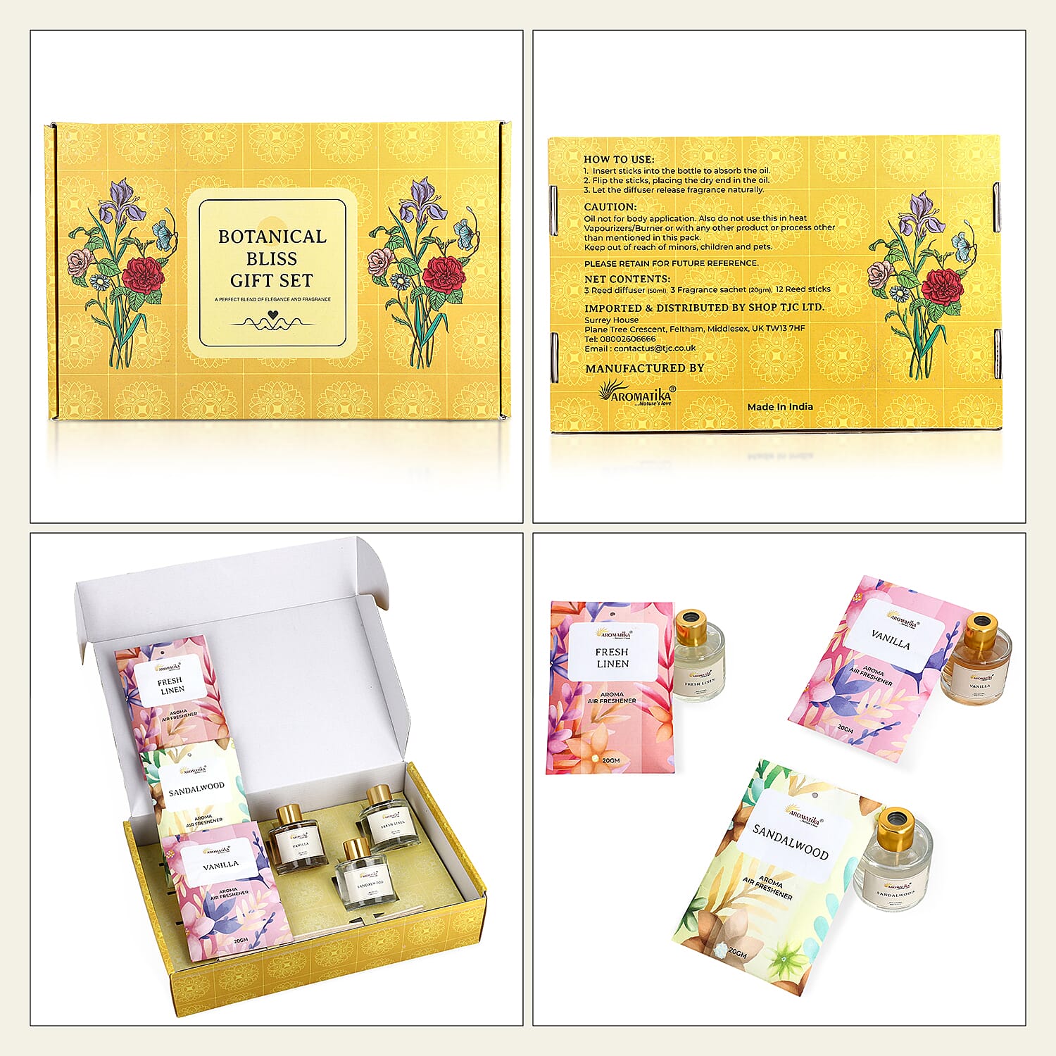 Botanical Bliss Aroma Therapy Gift Set - Fresh Linen, Vanilla and Sandalwood 8056542 6