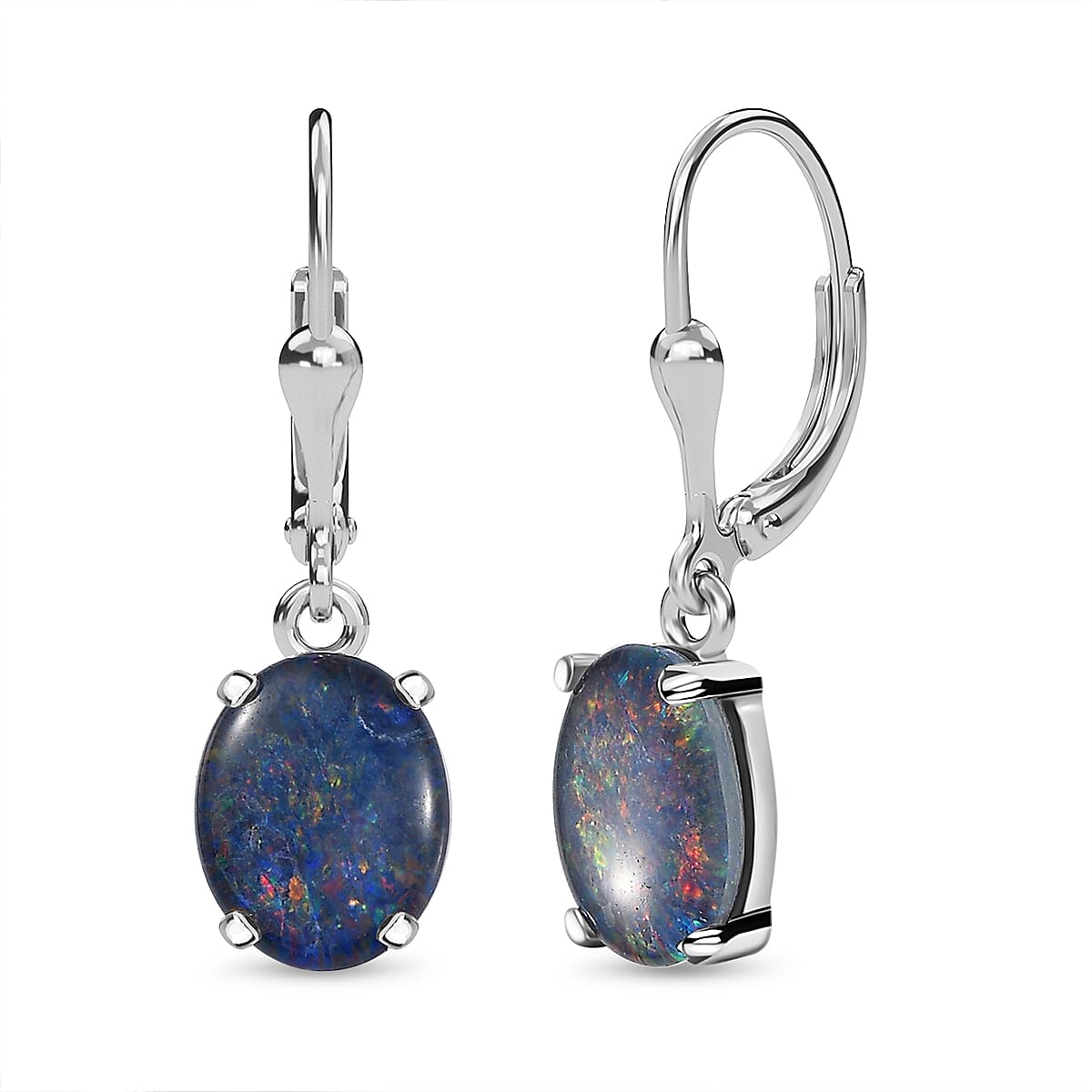 Boulder Opal Triplet Earrings in Platinum Overlay Sterling Silver 3.53 Ct 7708928 0