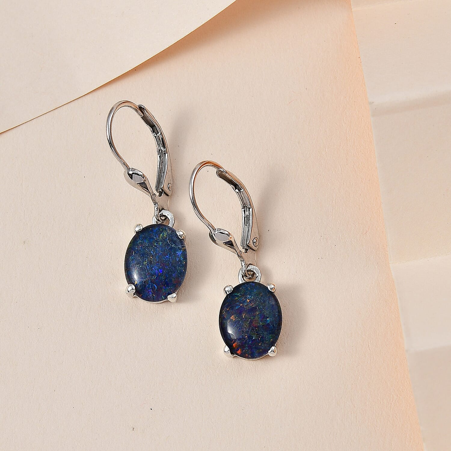 Boulder Opal Triplet Earrings in Platinum Overlay Sterling Silver 3.53 Ct 7708928 2
