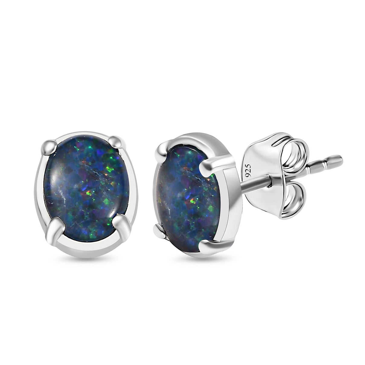 Boulder Opal Triplet Earring with Push Back in Platinum Overlay Sterling Silver 1.74 Ct. 8099958 7