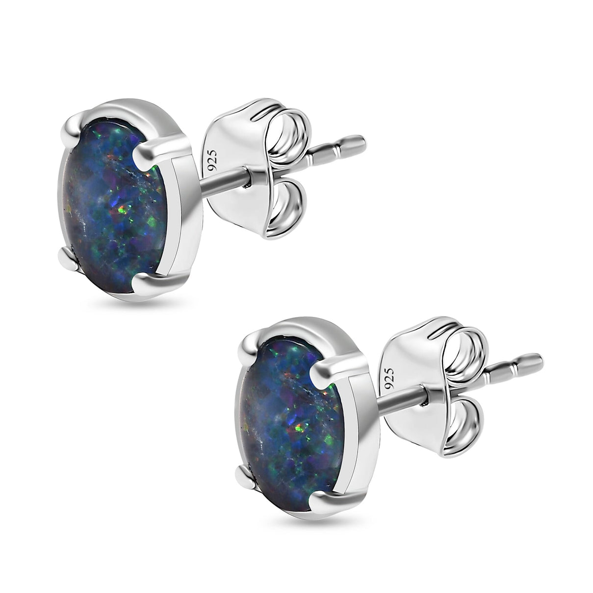 Boulder Opal Triplet Earring with Push Back in Platinum Overlay Sterling Silver 1.74 Ct. 8099958 10