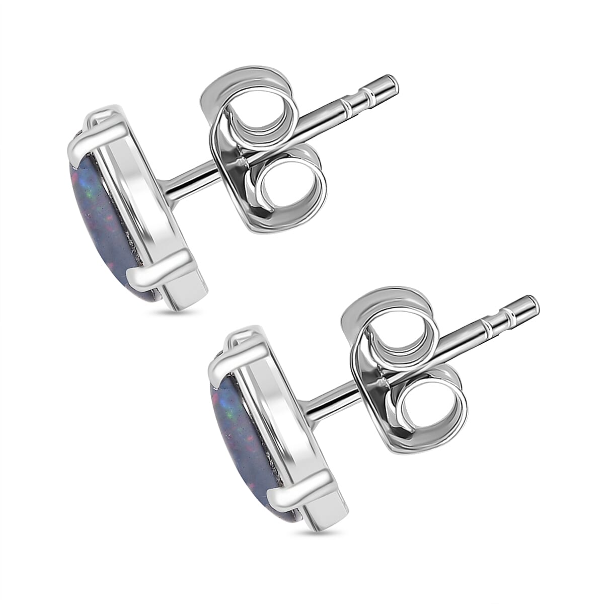 Boulder Opal Triplet Earring with Push Back in Platinum Overlay Sterling Silver 1.74 Ct. 8099958 11
