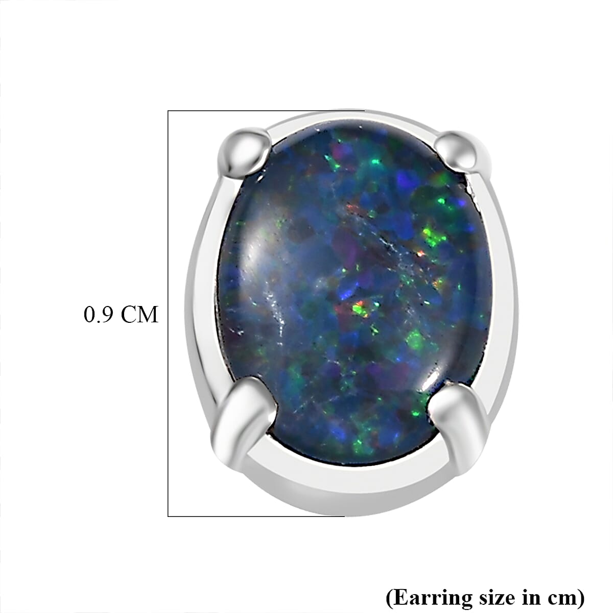 Boulder Opal Triplet Earring with Push Back in Platinum Overlay Sterling Silver 1.74 Ct. 8099958 12