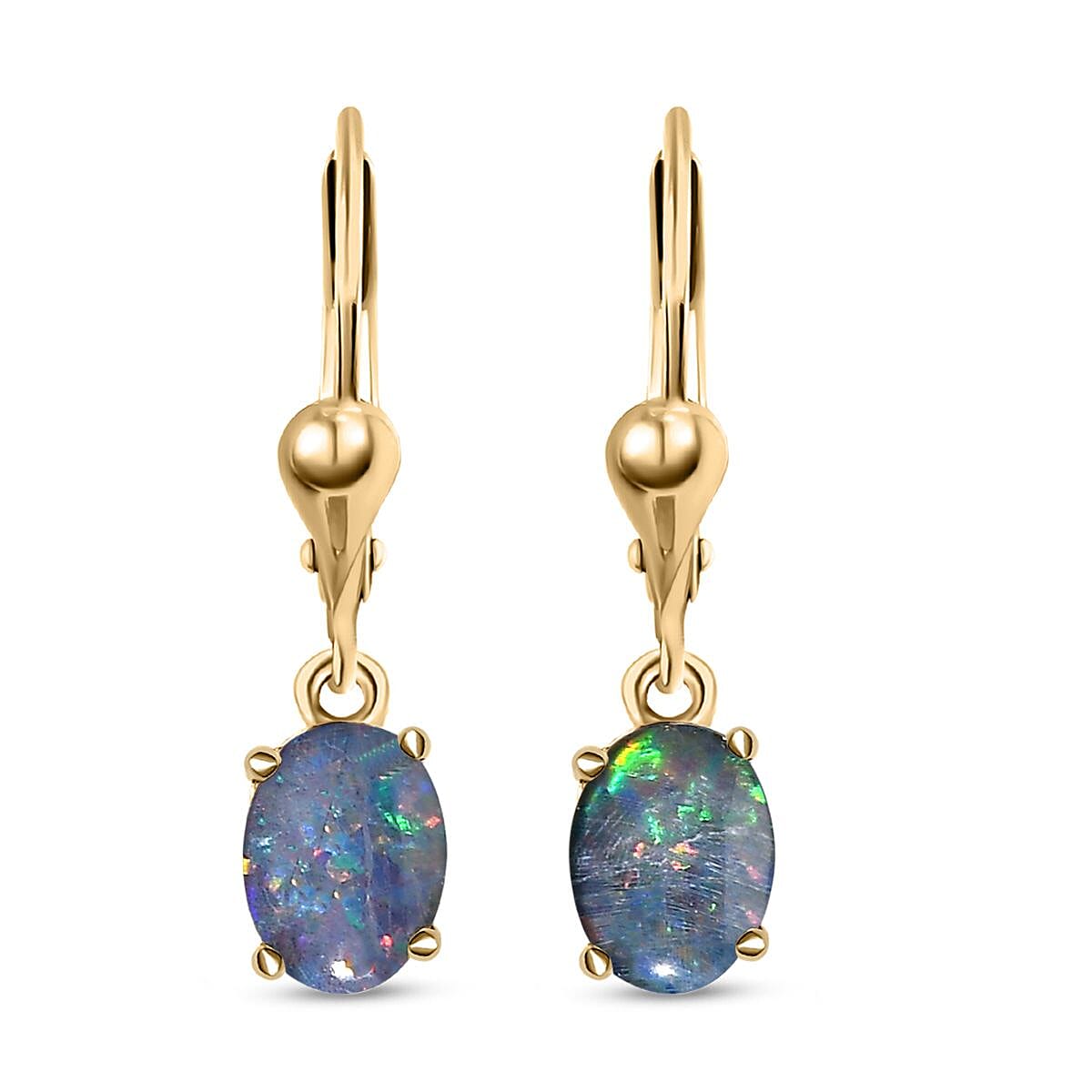 1.82 Ct. Boulder Opal Triplet Dangle Earrings in 18K Vermeil Yellow Gold Plated Sterling Silver 8851868 0
