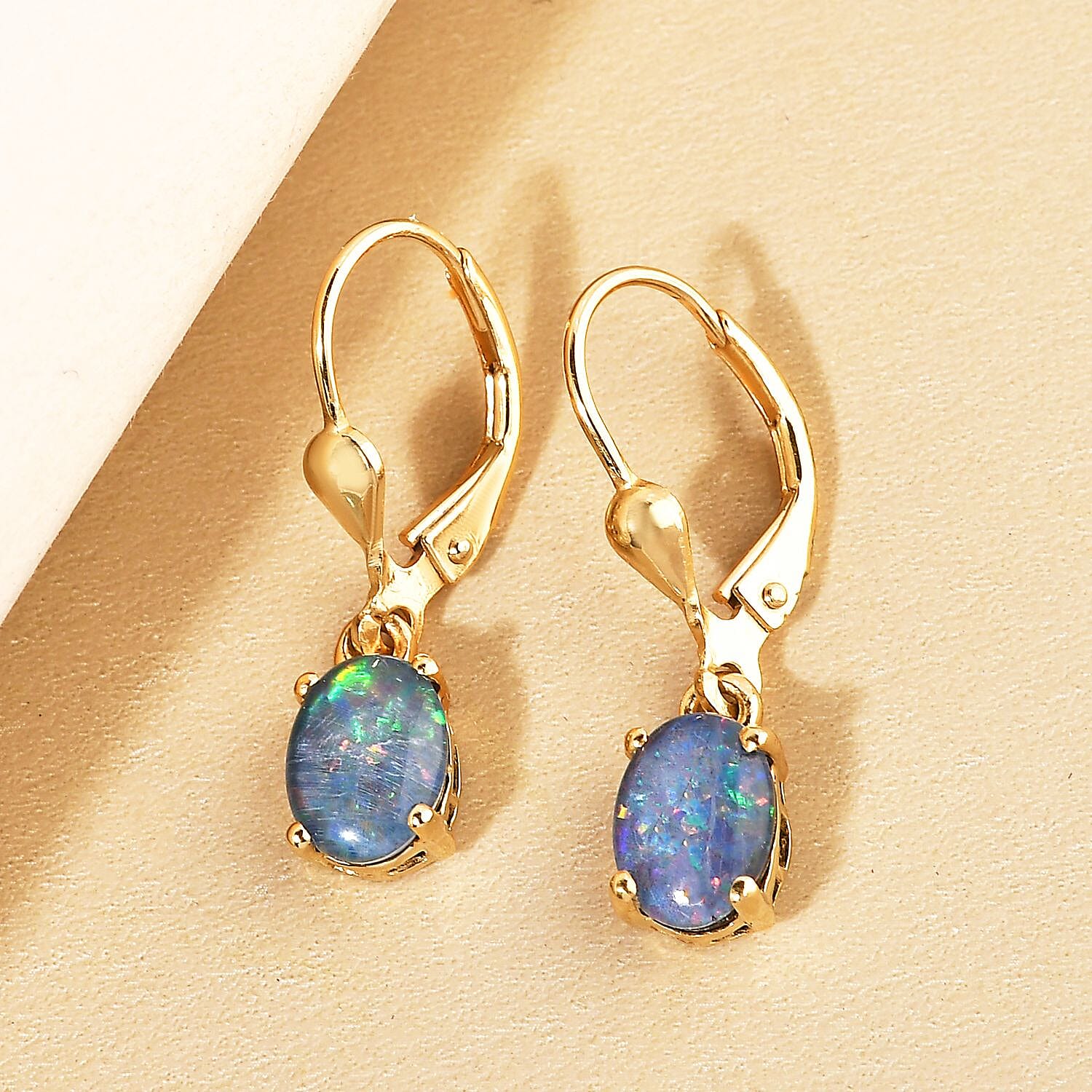 1.82 Ct. Boulder Opal Triplet Dangle Earrings in 18K Vermeil Yellow Gold Plated Sterling Silver 8851868 2