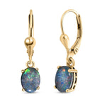 Royal Bali Collection - D'Joy Australian Boulder Opal Earrings with Lever Back in 18K Vermeil Yellow Gold Plated Sterling Silver 1.74 Ct.