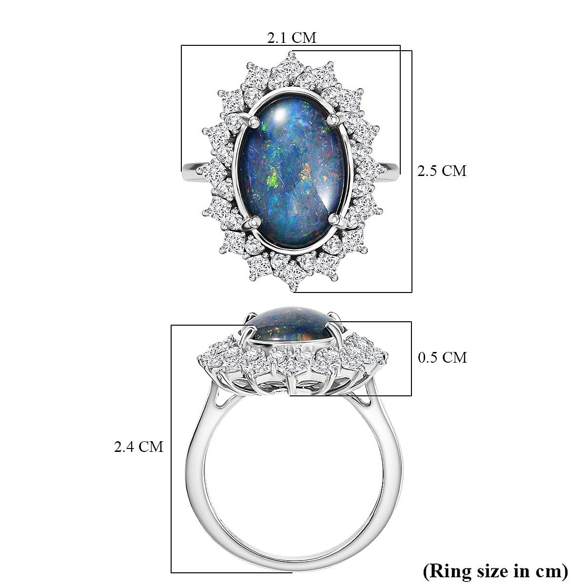 AAA Boulder Opal, Moissanite Halo Ring in Rhodium Overlay Sterling Silver 4.52 Ct. 8124634 6