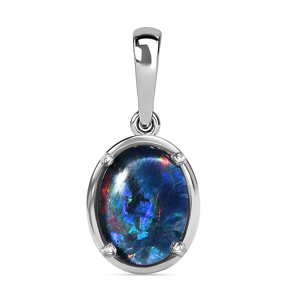 Boulder Opal Triplet Pendant in Platinum Overlay Sterling Silver