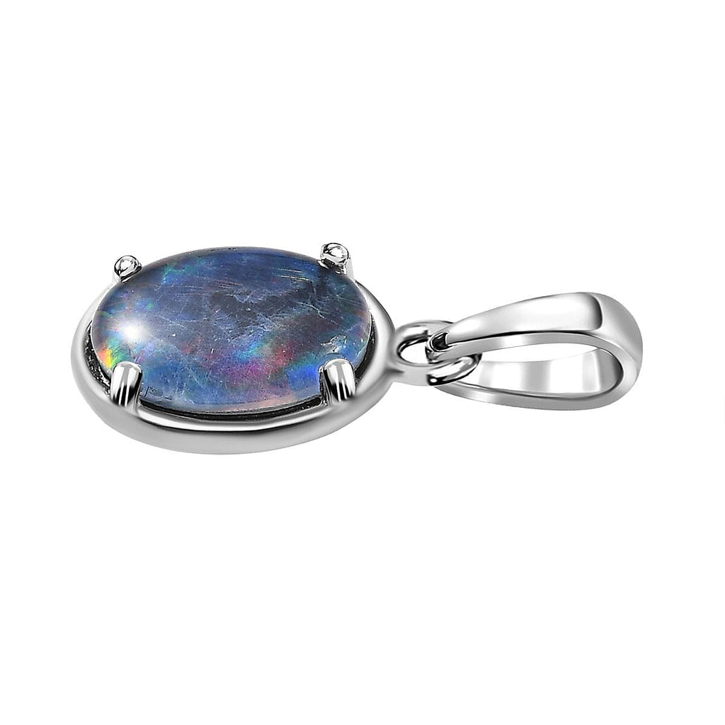 Boulder Opal Triplet Pendant in Platinum Overlay Sterling Silver
