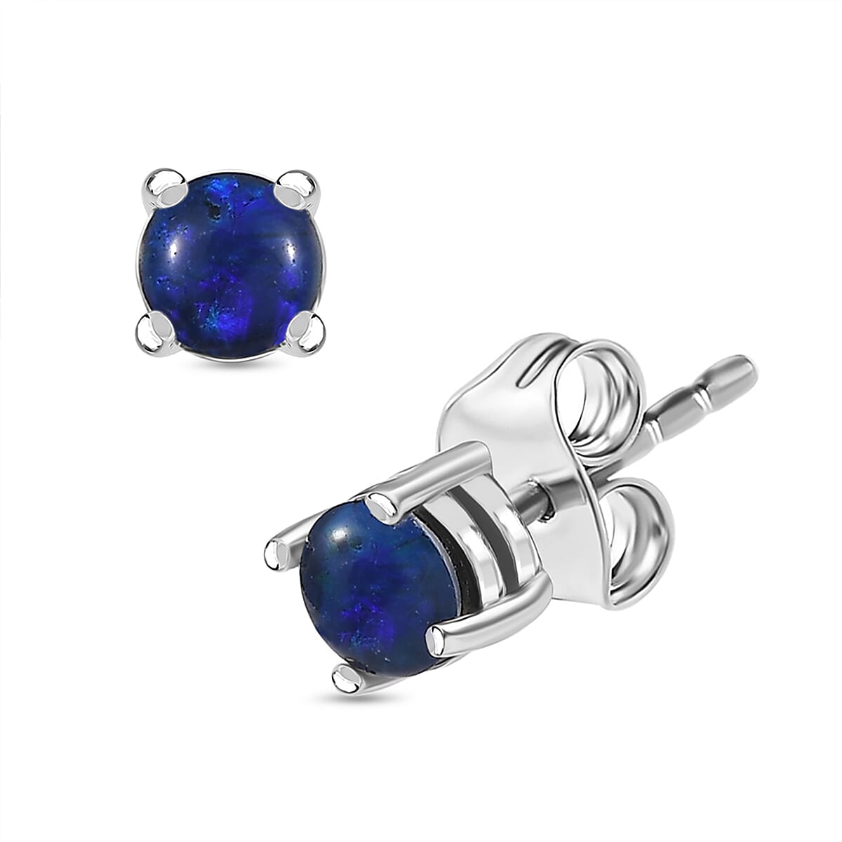 Boulder Opal Triplet Push Back Earrings in Rhodium Overlay Sterling Silver 8124434 7