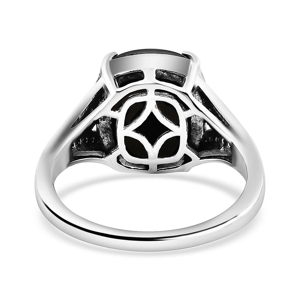 Tucson Special - Australian Boulder Opal & Natural Zircon Ring in Platinum Overlay Sterling Silver 3.77 Ct.