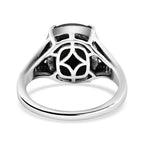 Tucson Special - Australian Boulder Opal & Natural Zircon Ring in Platinum Overlay Sterling Silver 3.77 Ct.