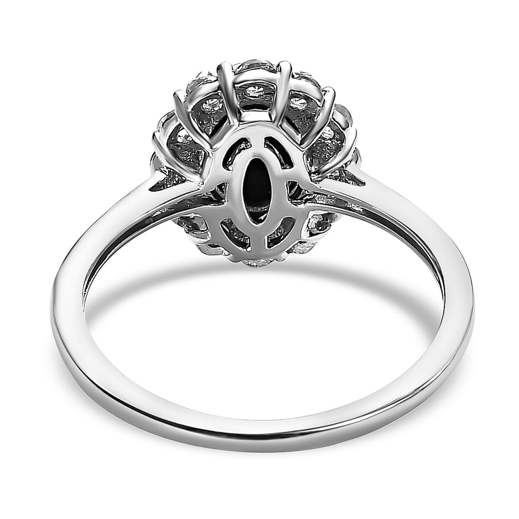 Boulder Opal and Natural Zircon Ring in Platinum Overlay Sterling Silver 1.54 Ct.