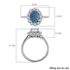 Boulder Opal and Natural Zircon Ring in Platinum Overlay Sterling Silver 1.54 Ct.
