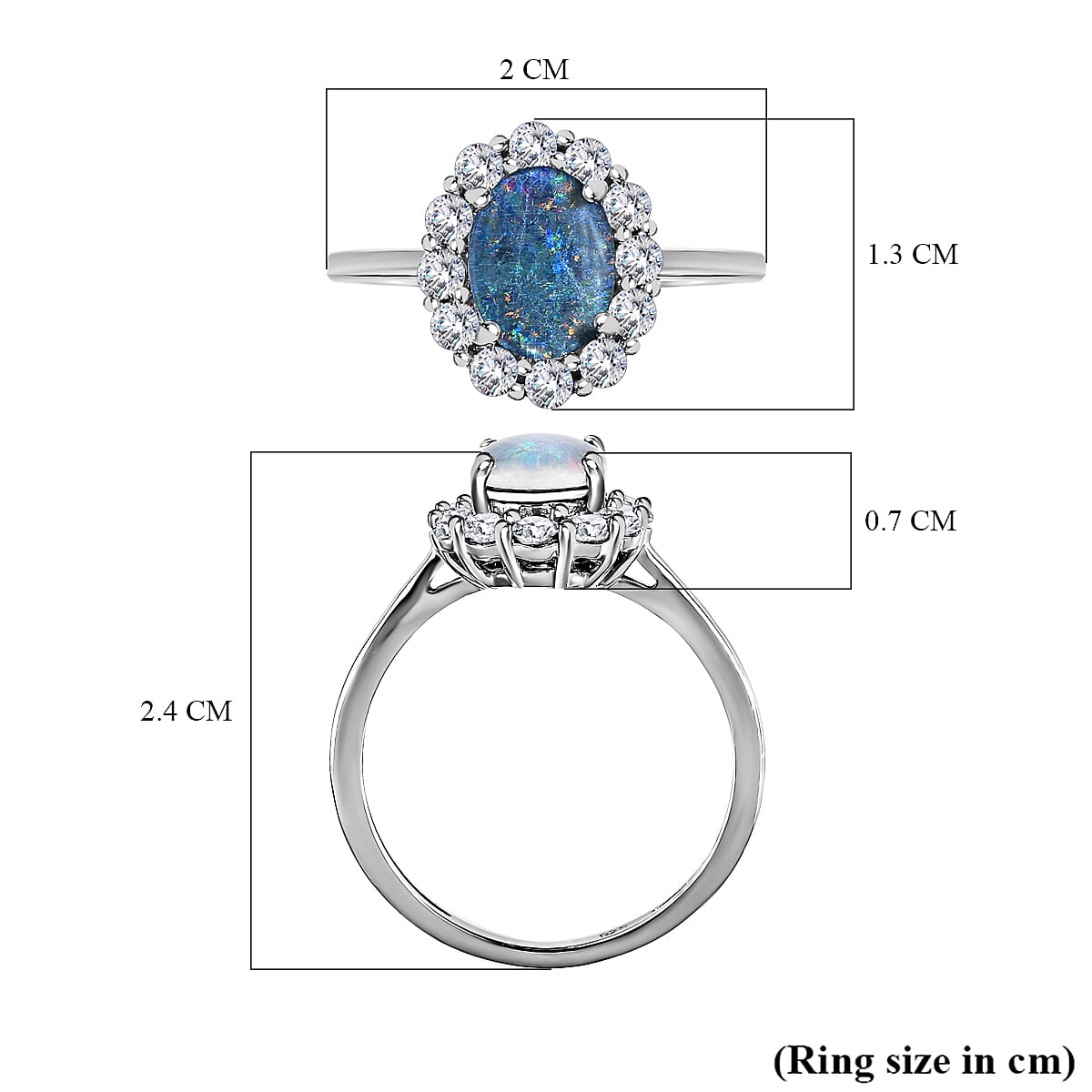 Boulder Opal and Natural Zircon Ring in Platinum Overlay Sterling Silver 1.54 Ct. 7509393 6
