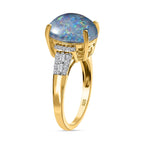 D'Joy Boulder Opal & Moissanite Ring in 18K Vermeil Yellow Gold Plated Sterling Silver 3.04 Ct.