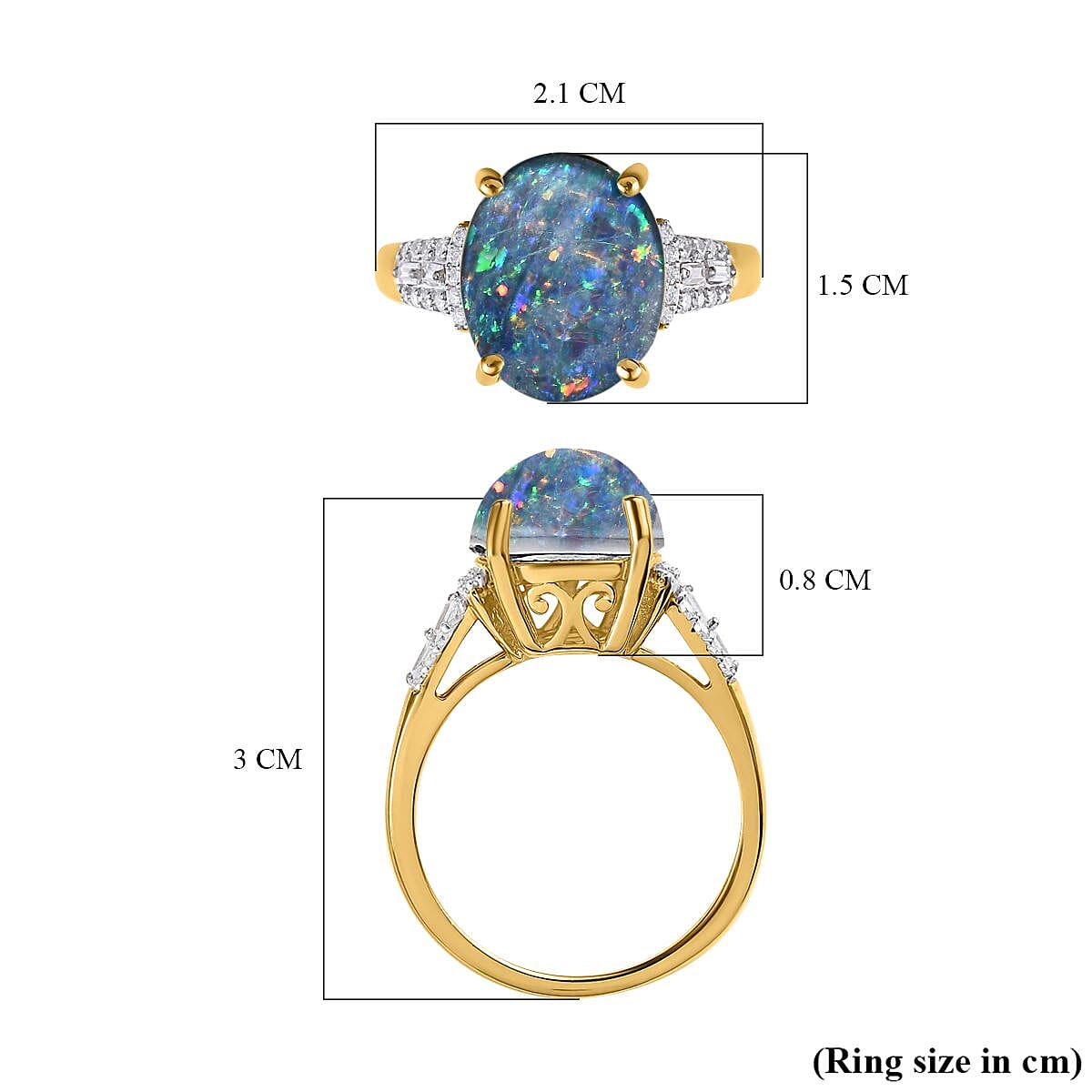 Boulder Opal and Moissanite Ring in 18K Vermeil YG Plated Sterling Silver 7508791 5