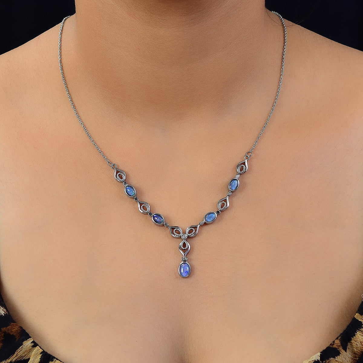 Boulder Opal and Natural Zircon Necklace (Size - 20) with Magnetic Clasp in 2.15 Ct. 7227960 4