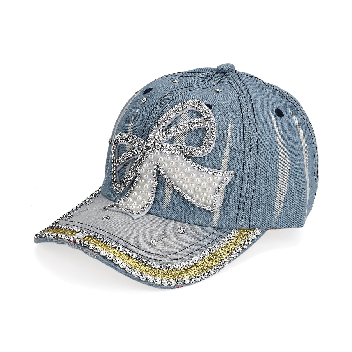 Bow Tie Pattern Denim Baseball Cap (57 cm) - Light Denim 8223221 0