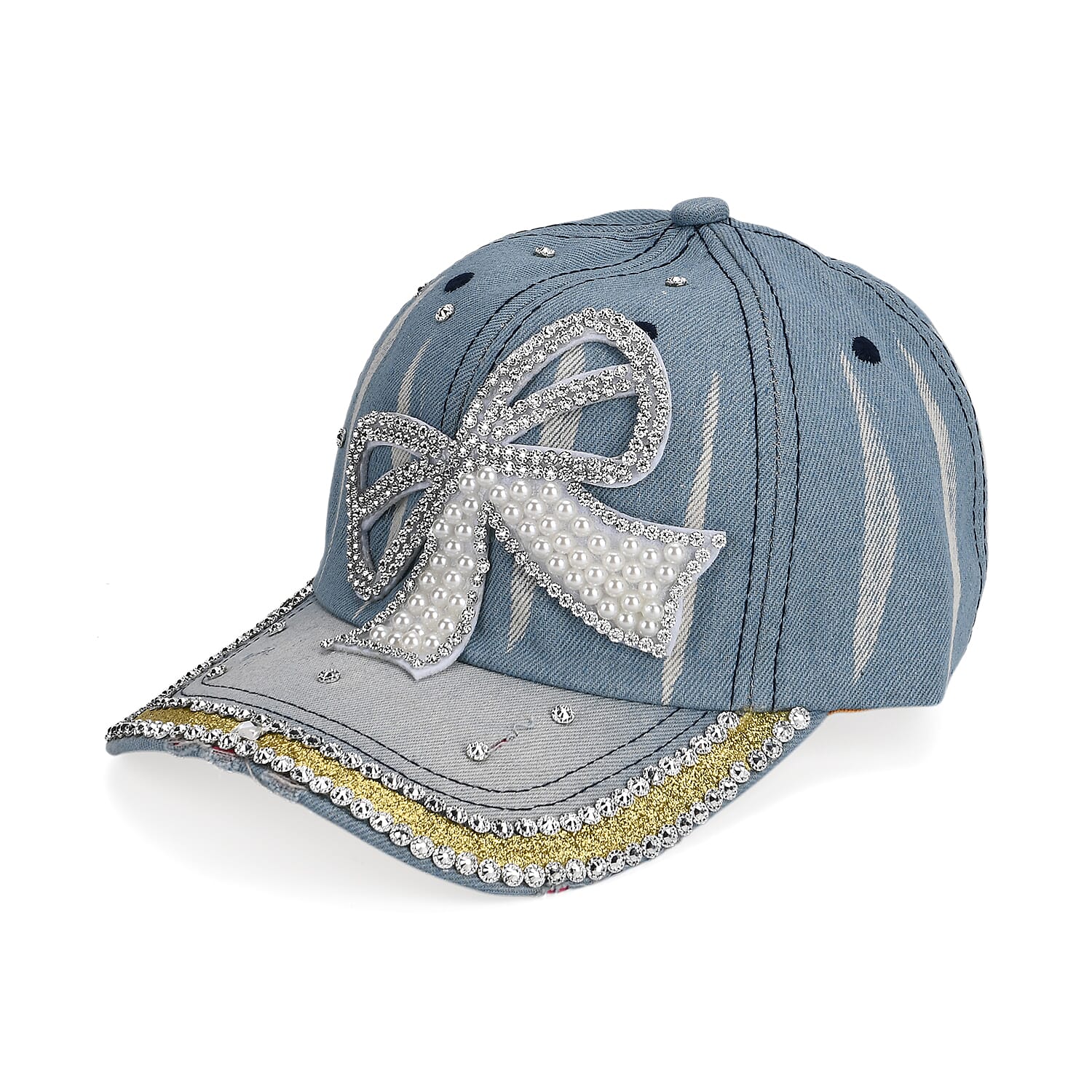 Bow Tie Pattern Denim Baseball Cap (57 cm) - Light Denim 8223221 0