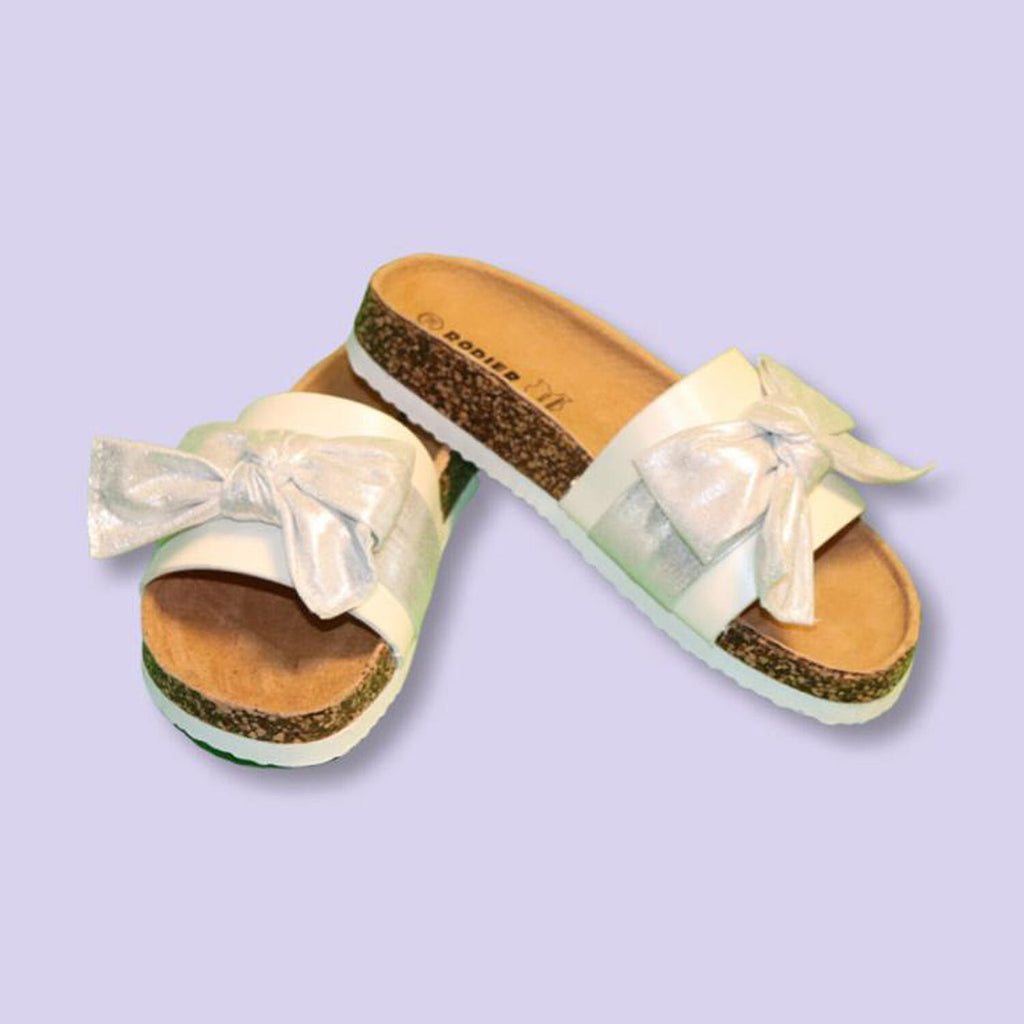 Bowknot Slider (Size 3) - Silver & White
