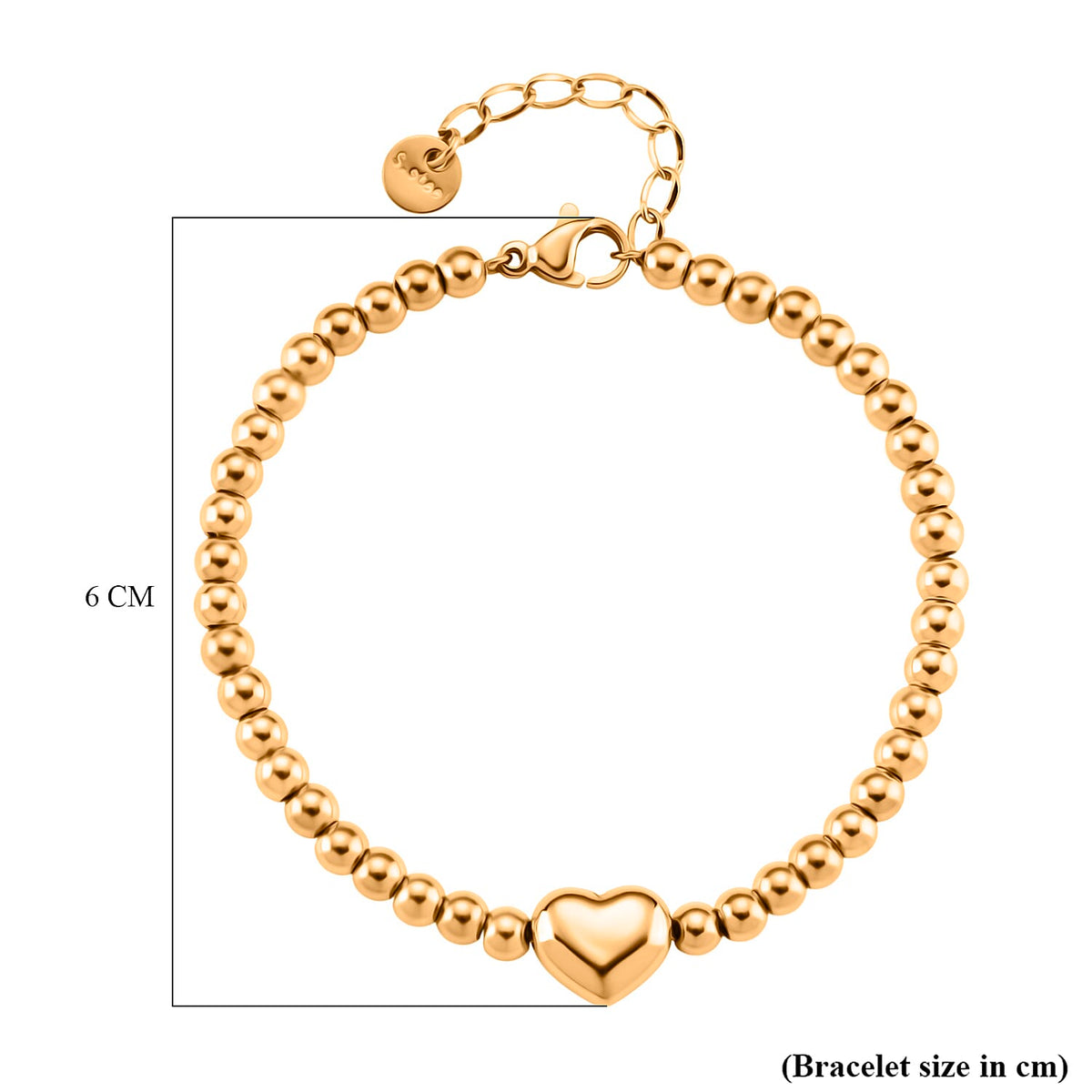 Designer Closeout Heart Bracelet (Size - 7.5 with Ext) in Yellow Gold Tone 8193662 5