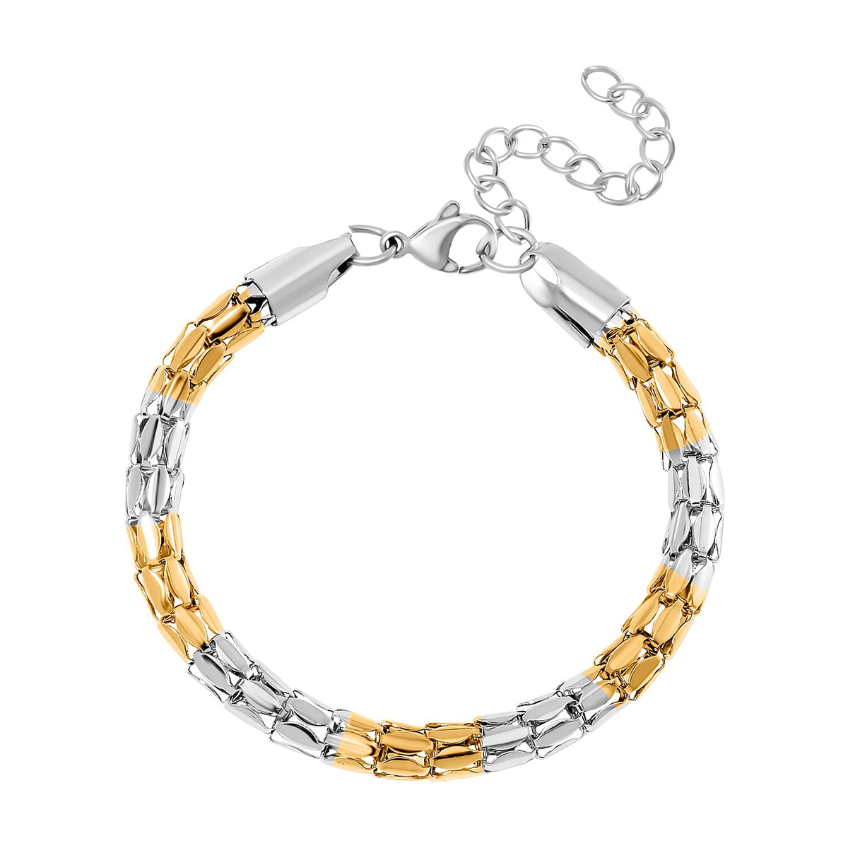 One Time Deal - Designer Inspired Bracelet (Size - 7.5-1.5 Ext) in Gold and Silver Tone 7843172 0