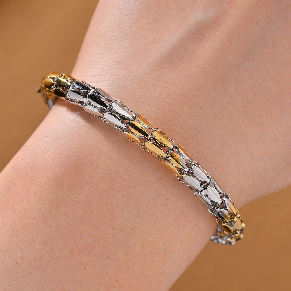 One Time Deal - Designer Inspired Bracelet (Size - 7.5-1.5 Ext) in Gold and Silver Tone 7843172 1