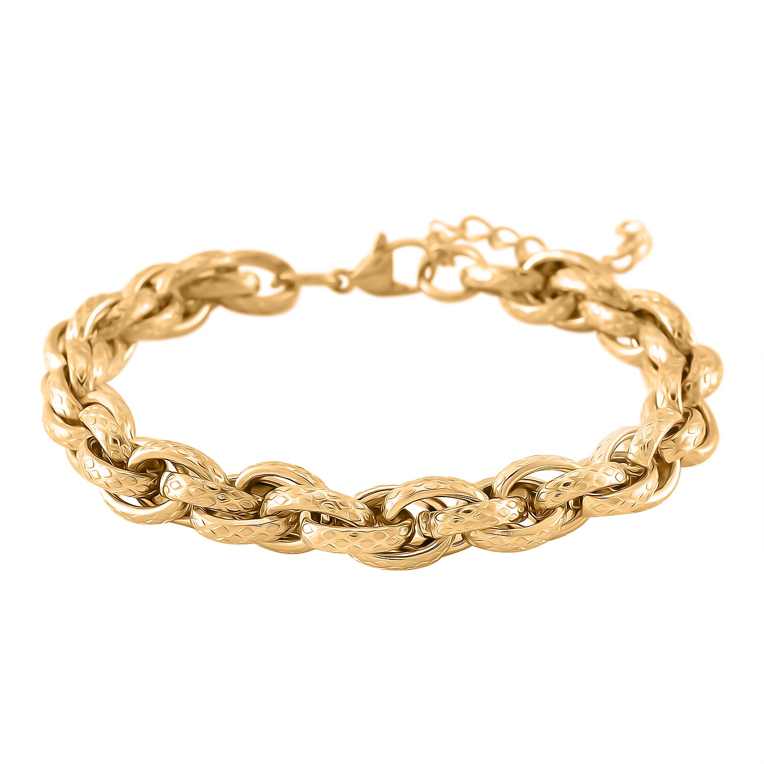 Close Out Deal- Chunky Prince of Wales Bracelet With Lobster Clasp (Size - 7.5-2 EXT) in Yellow Tone 7966717 0