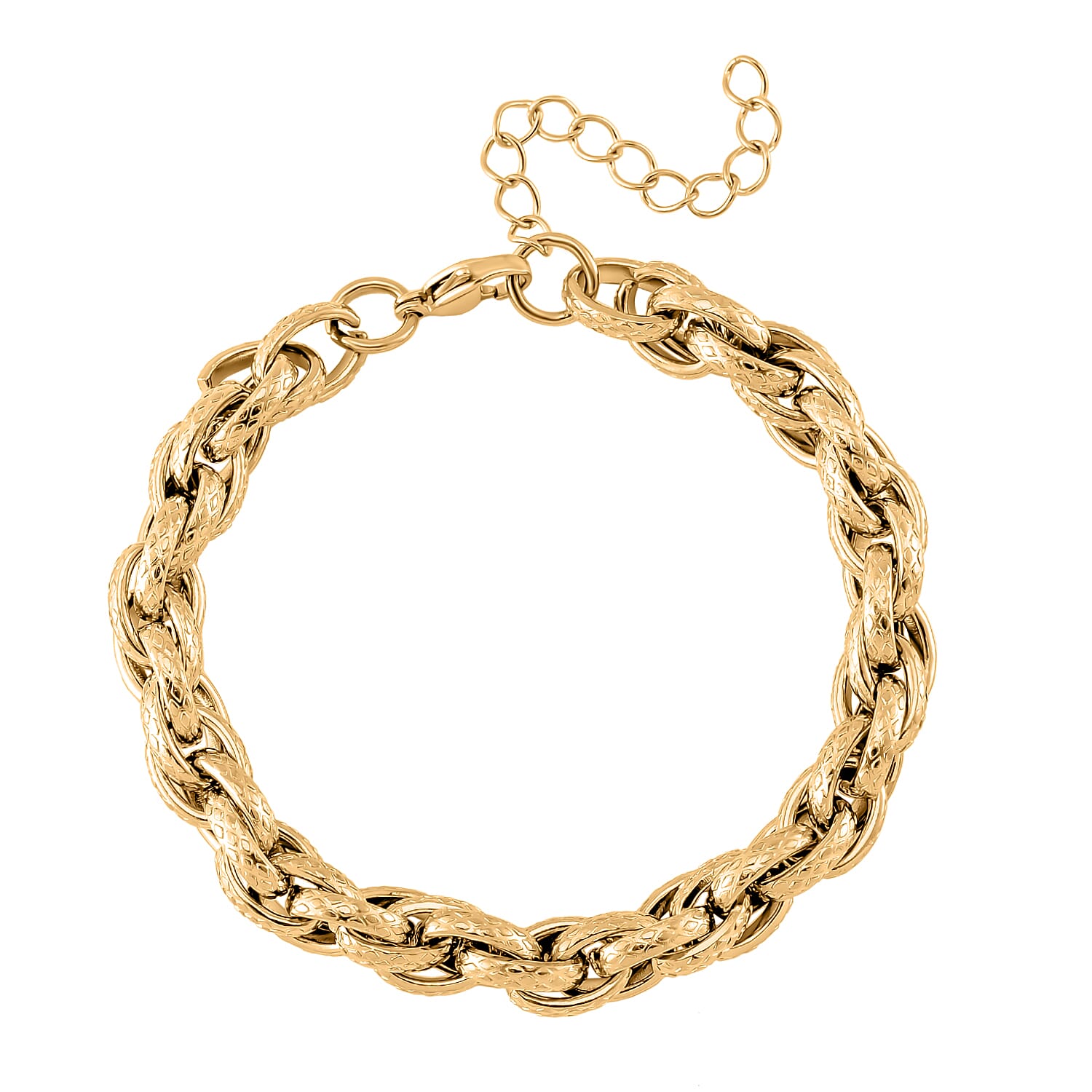 Close Out Deal- Chunky Prince of Wales Bracelet With Lobster Clasp (Size - 7.5-2 EXT) in Yellow Tone 7966717 4