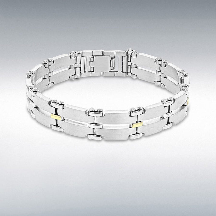 Hatton Garden Designer ONE TIME Closeout - Two Tone Bar Bracelet (Size 8) in Yellow &amp; White Gold Plated 8312956 1