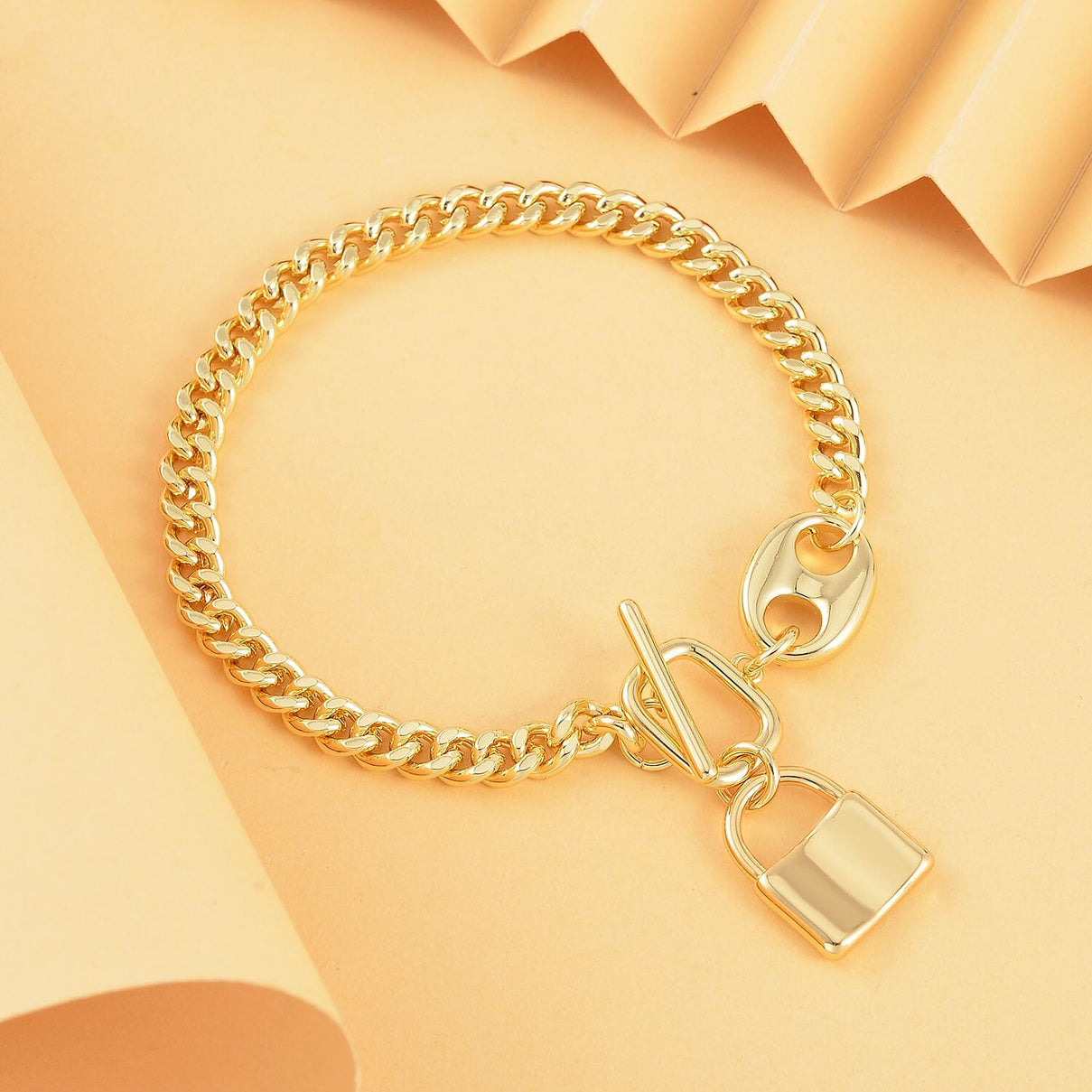 Designer Bracelet Gold Tone (Size 7.5) with T-Bar Clasp 7550378 1