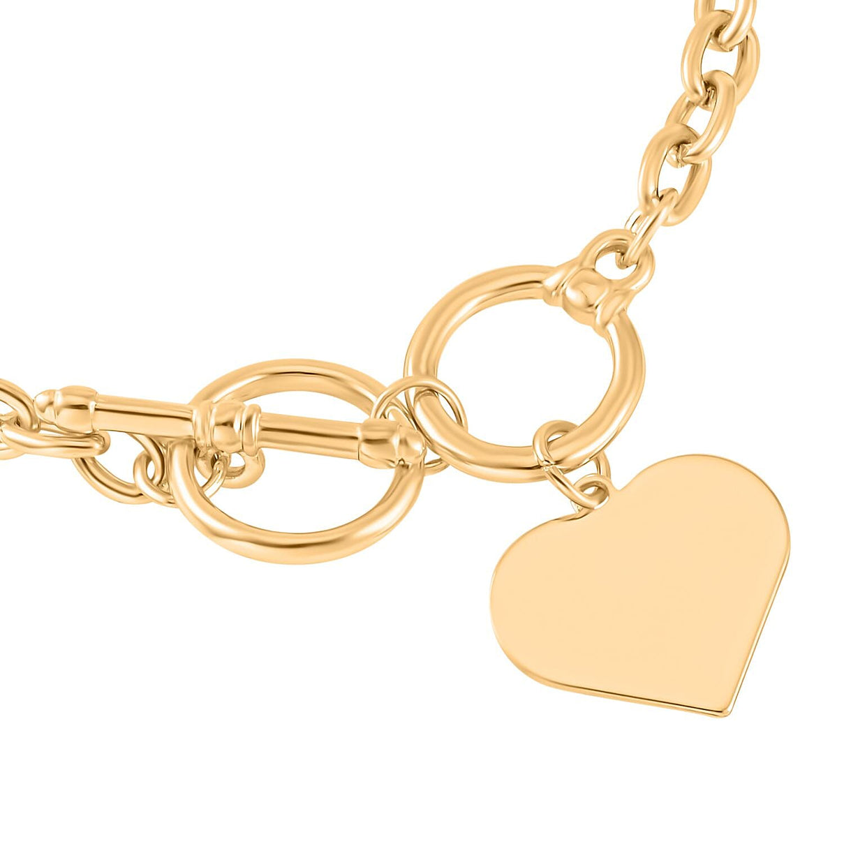 Designer Closeout Deal - Gold Plated Heart Charm Bracelet (Size - 7.5 with Ext) With T - Bar Clasp 7571701 3