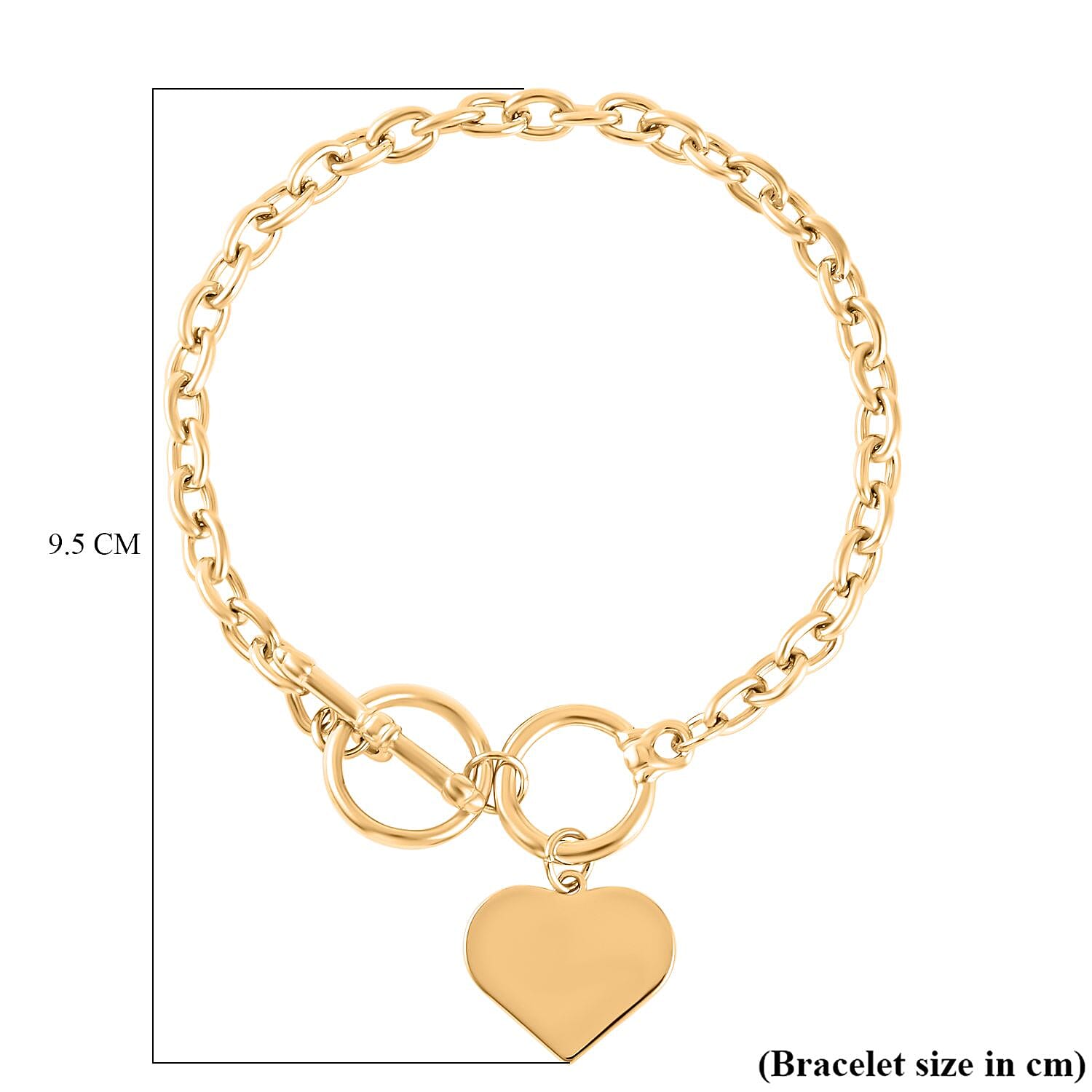 Designer Closeout Deal - Gold Plated Heart Charm Bracelet (Size - 7.5 with Ext) With T - Bar Clasp 7571701 4